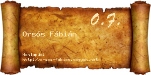 Orsós Fábián névjegykártya