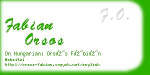 fabian orsos business card